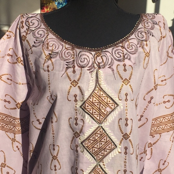 Lavender/Brown/Gold Maxi Dress/Chemise - Picture 3 of 9